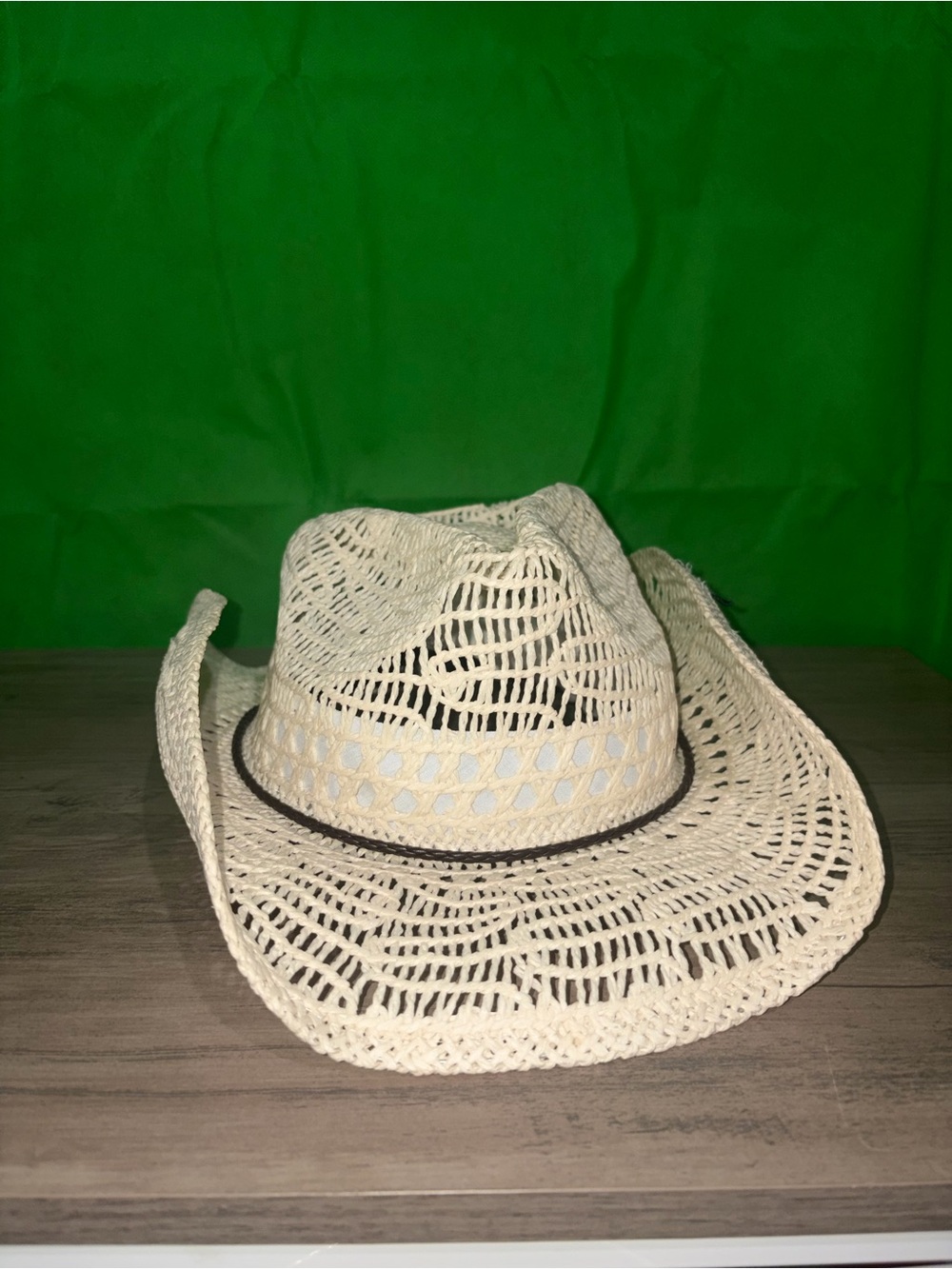 🆕💜 Peter Grimm True Character Natural Open-Weave Western Cowboy Hat O/S